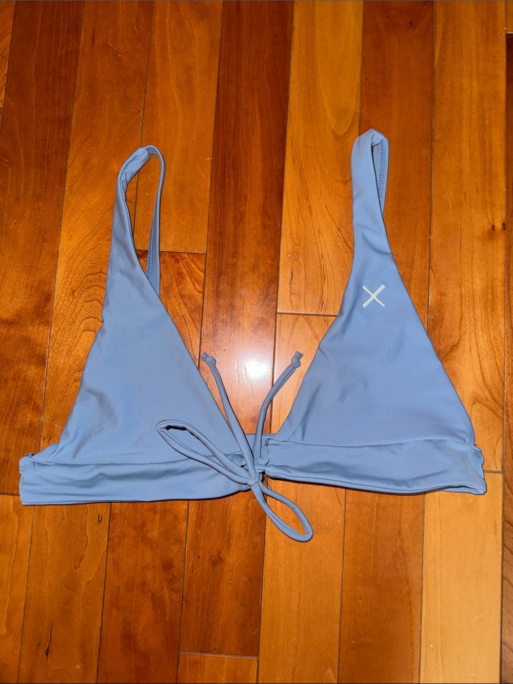 Boutine LA Blue/Grey Tie-Front Bikini Top